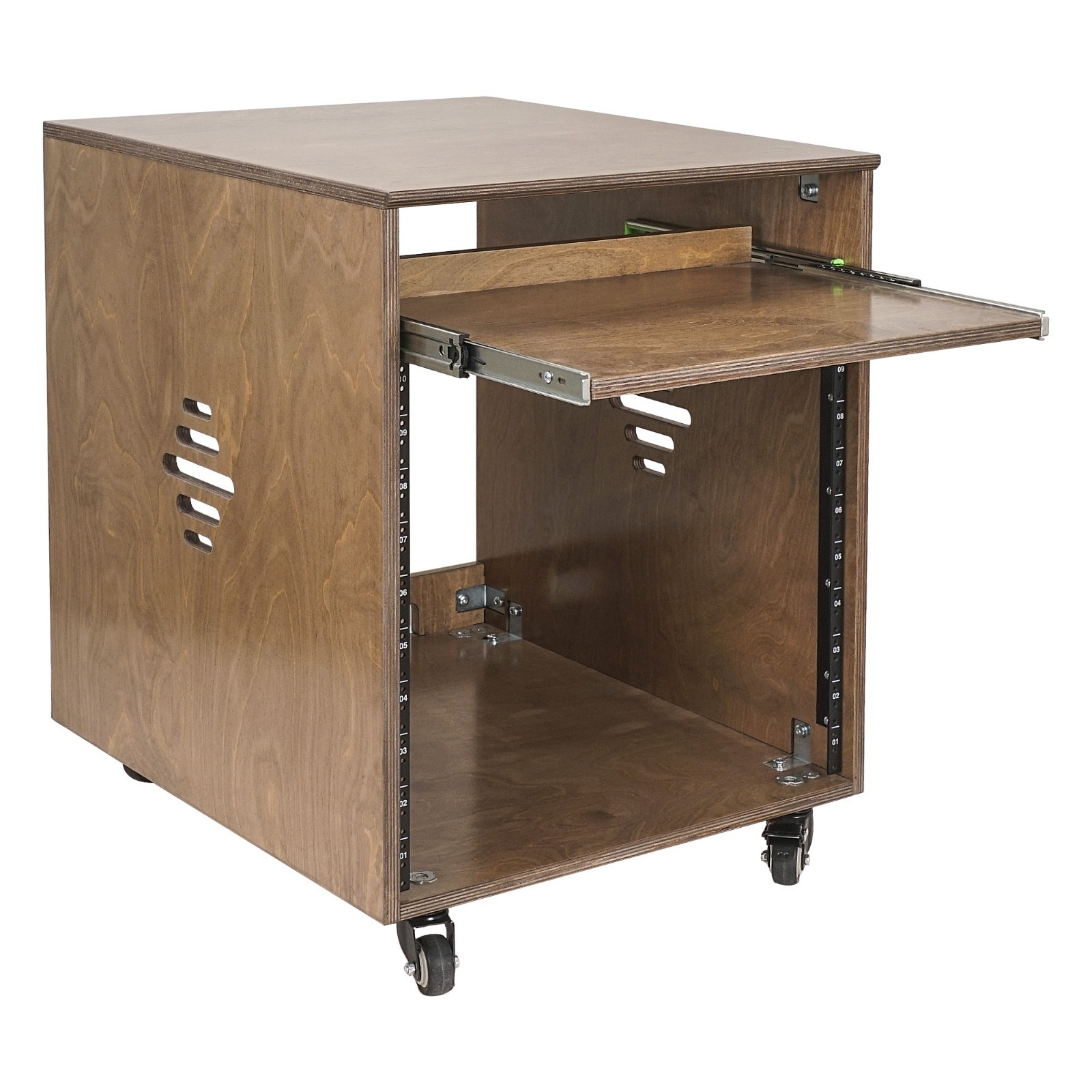 Sound Town Plywood 10U Studio Rack Desk with Slide-Out Tray (SDRK-ST10B)