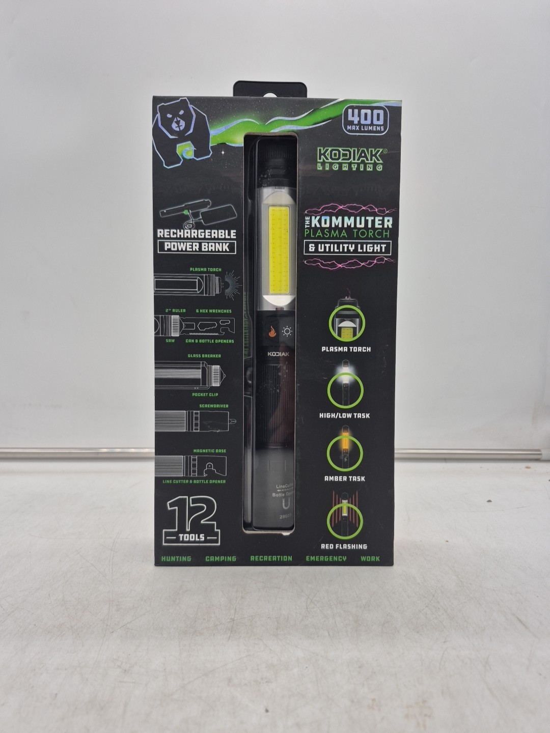 Kodiak The Kommuter 12-in-1 LED Flashlight, Plasma Torch, Power Bank, Saw....