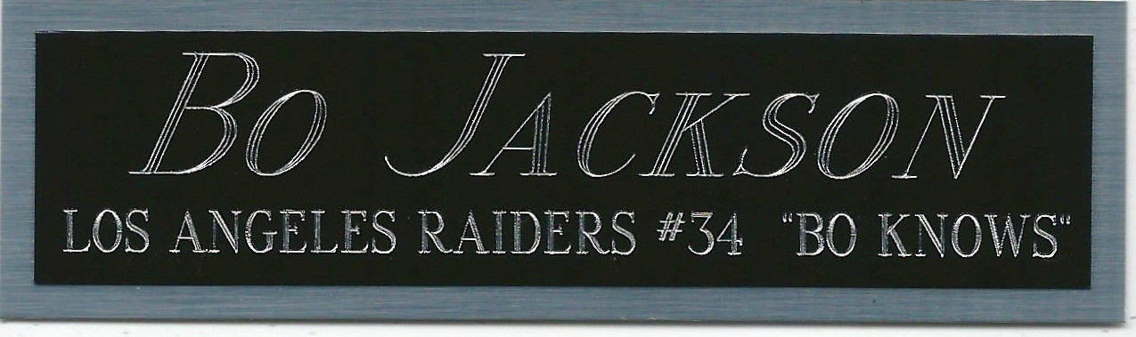 BO JACKSON RAIDERS NAMEPLATE FOR AUTOGRAPHED Signed HELMET-JERSEY-FOOTBALL-PHOTO