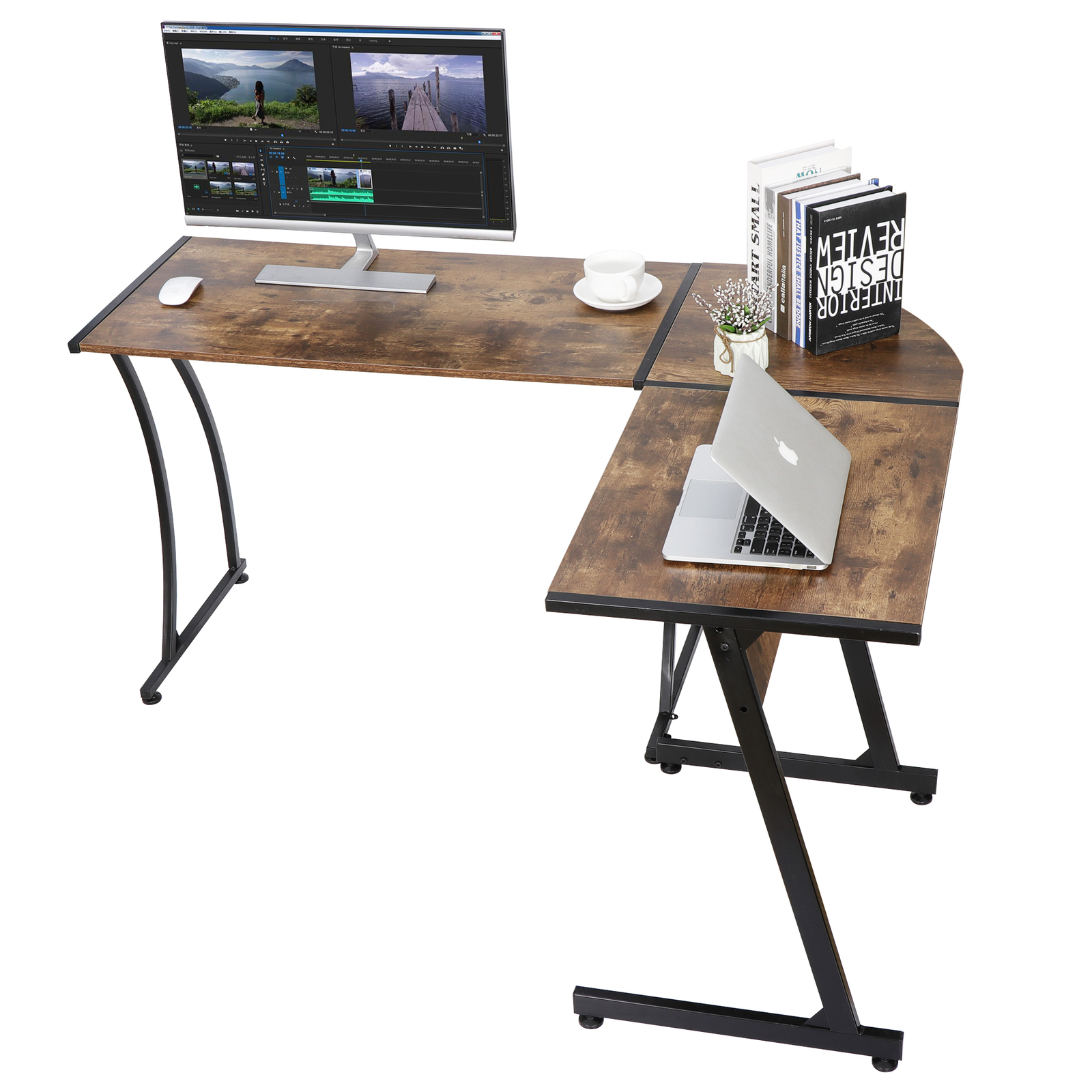 L-Shaped Computer Desk L Shaped Corner Desk Laptop Study Writing Table Sturdy
