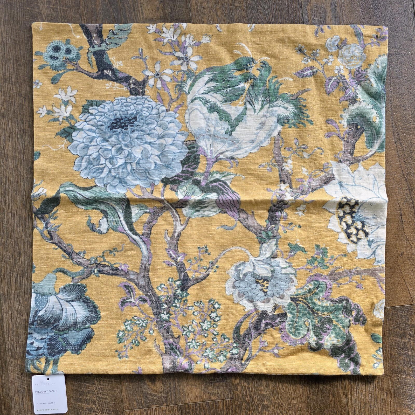 Pottery Barn Dahlia Reversible Pillow Cover Yellow Multi 22"x22" New