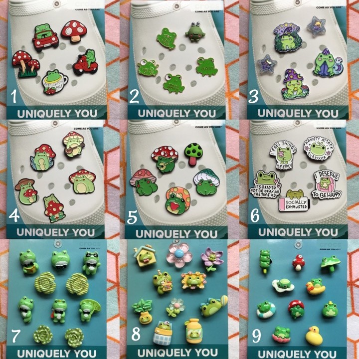 Crocs Handmade jibbitz 5pc frog froggy ribbit lotus lily resin shoe charms set