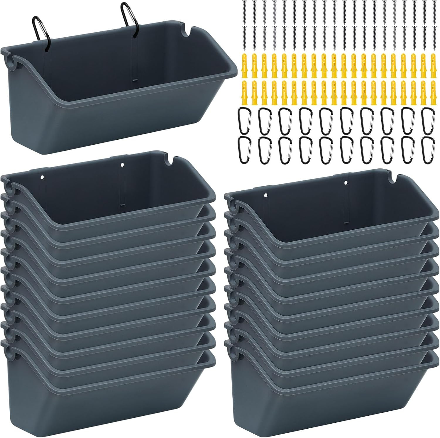 20 Pack Chicken Feeder Waterer Hanging Goat Feeders, 5 Quart Fence Mount Poultry