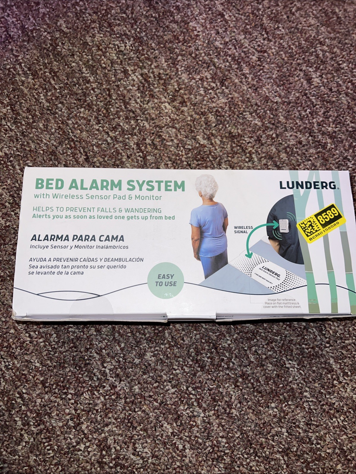 Lunderg Early Alert Bed Alarm System - Wireless Bed Sensor Pad & Pager