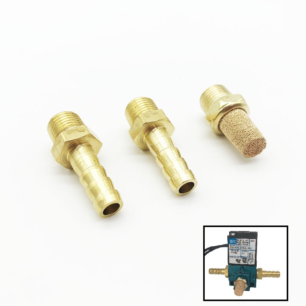 Brass Fitting Muffler Pneumatic Connectors For MAC Boost Control Solenoid Valve