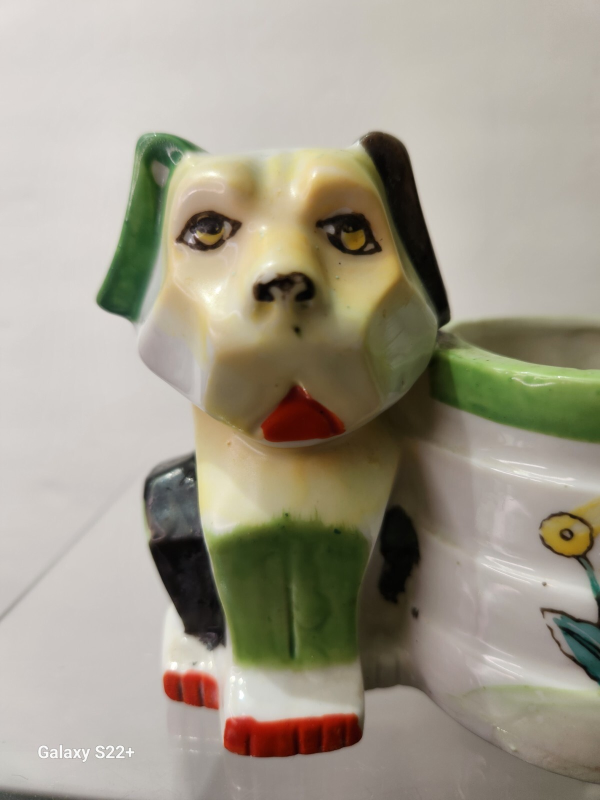 Vintage Art Deco Ceramic Dog Planter 3.5" x 5"