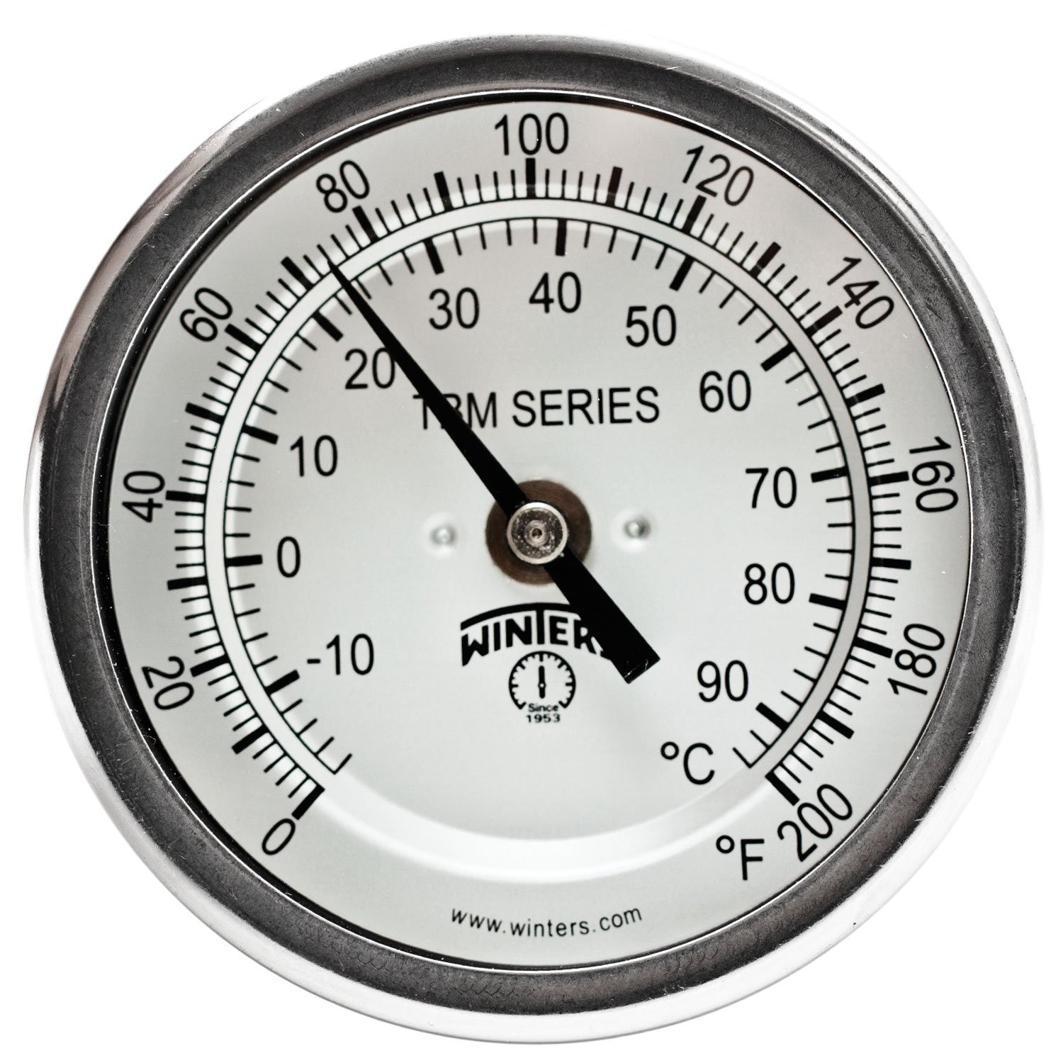 Winters TBM Series Stainless Steel 304 Dual Scale Bi-Metal 0-200 F/C, Black