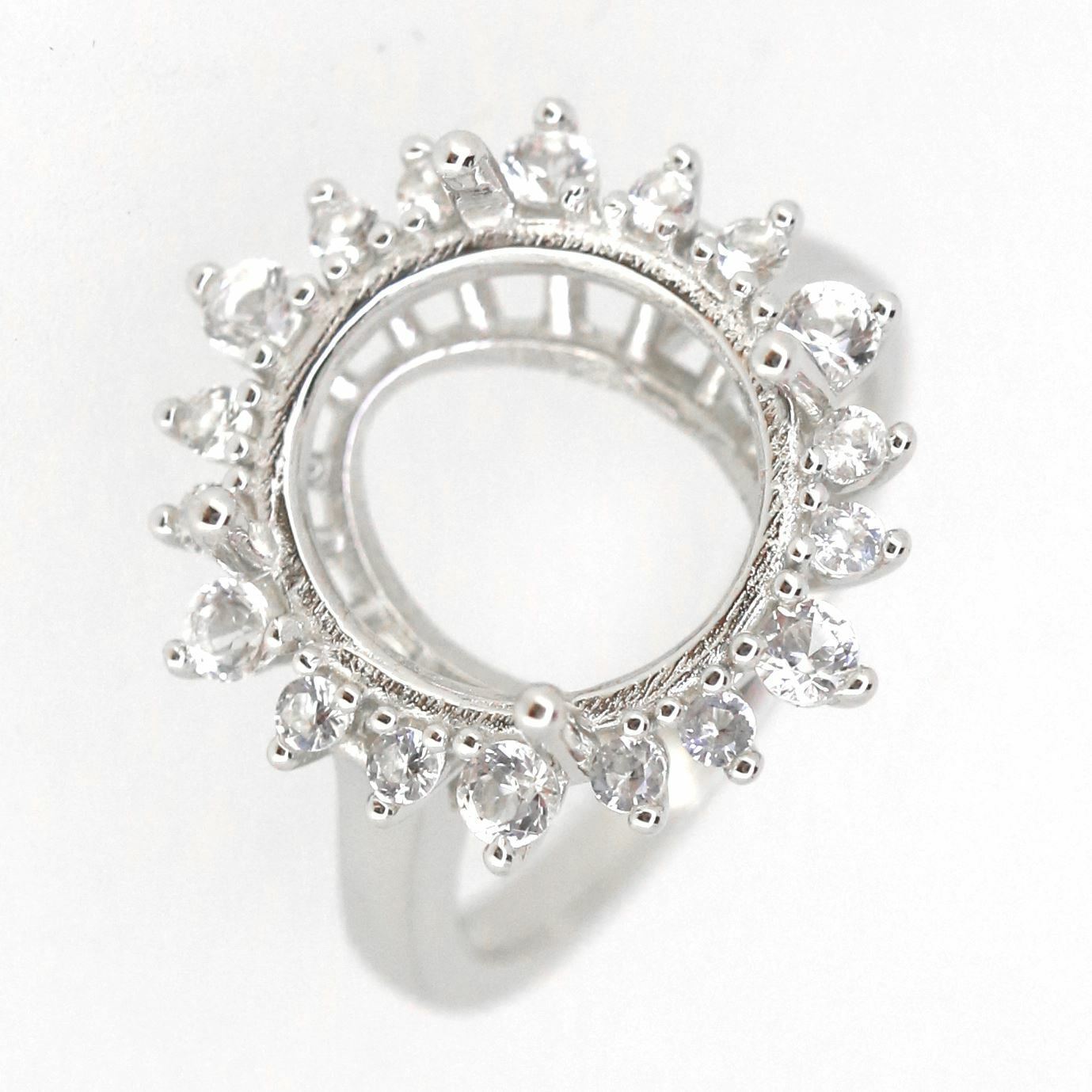Sterling Silver Semi Mount Ring Setting Oval OV 14X11x8mm