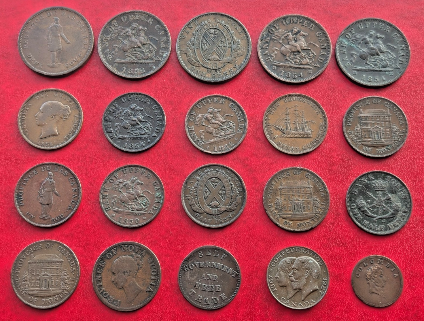 Canada & provinces lot of Mainly 19th century tokens & medallion, Antique copper