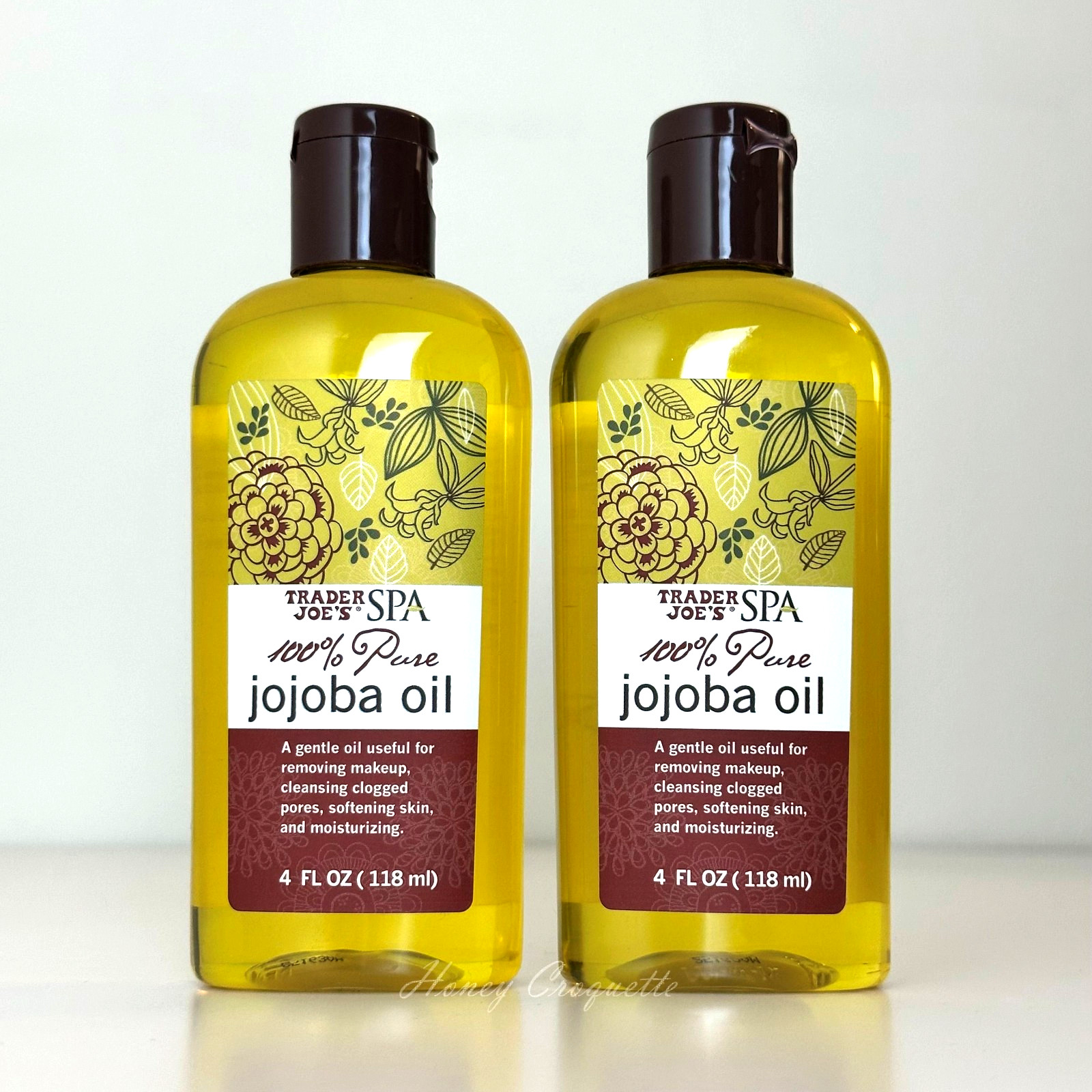 2 Pack Trader Joe's Spa 100% Pure Natural Jojoba Oil 4 oz Each
