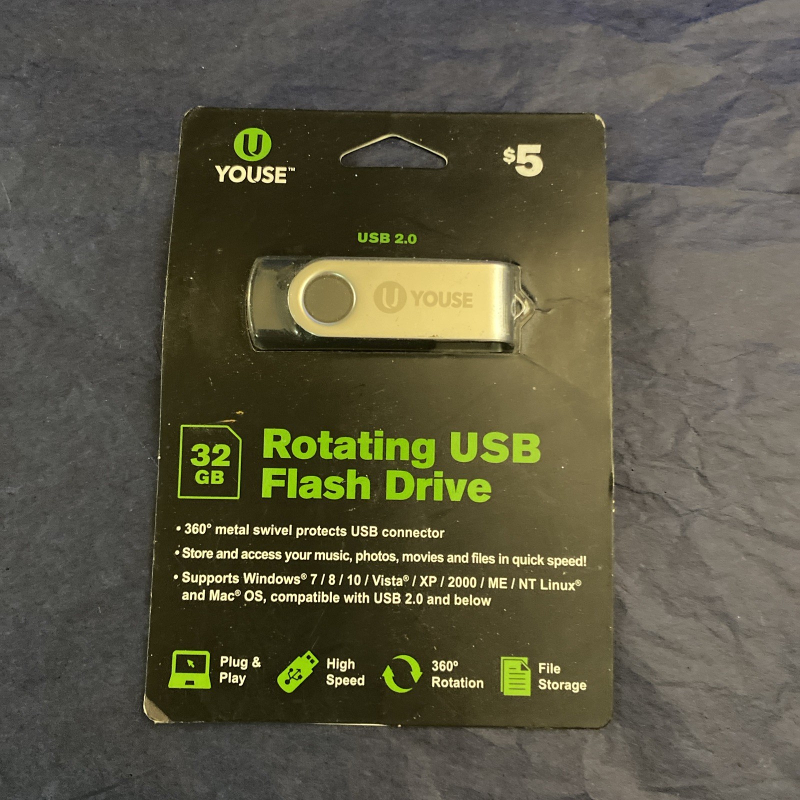 Youse 32GB Rotating USB Flash Drive 2.0