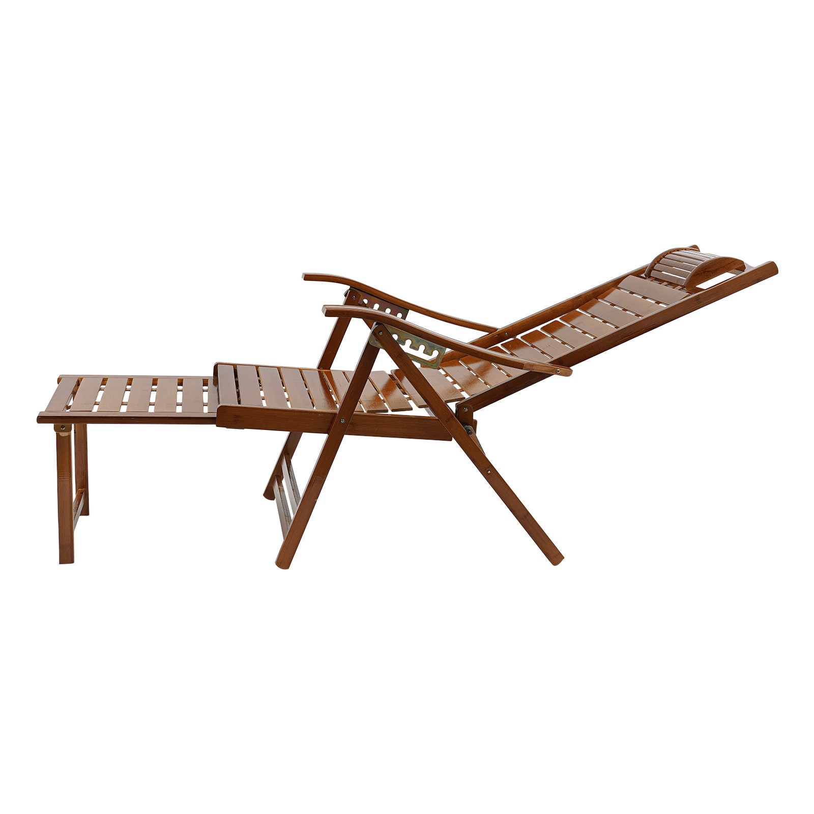 18.11*12.99in Walnut Color Folding Reclining Chair With Adjustable Backrest