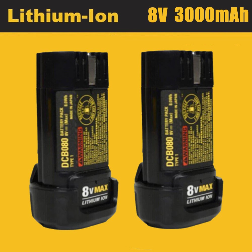 2 PACK DCB080 8V Max Li-Ion Battery for DEWALT DCB095 DCF680 DCF680N1 DCF680N2