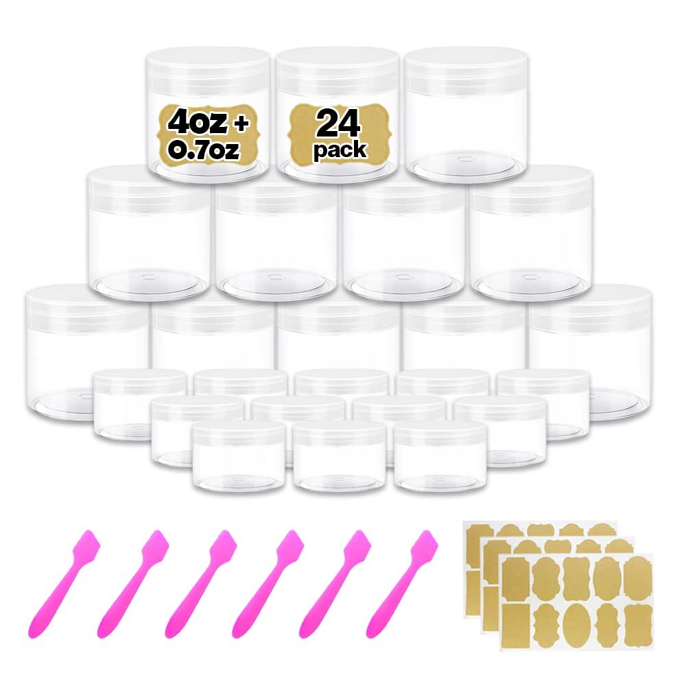 4 oz Clear Small Plastic Containers with Lids Plastic Jars with Lids + 20g/20...