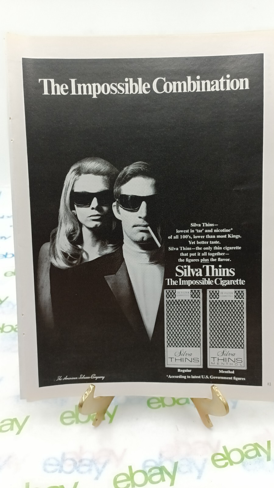 Vintage 1969 Silva Thins Cigarettes Print Ad Man Woman 11 X 8.5