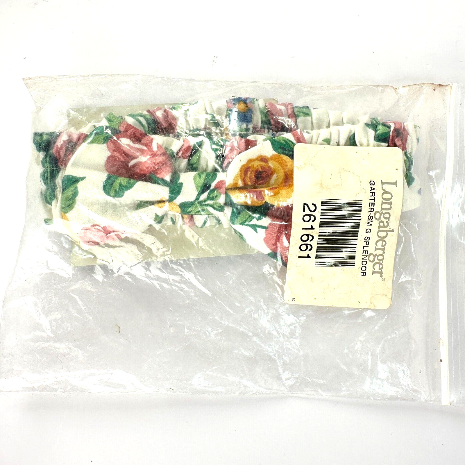 Longaberger Small Garden Splendor Elastic Fit Garter, Floral W/Bow, New in Bag