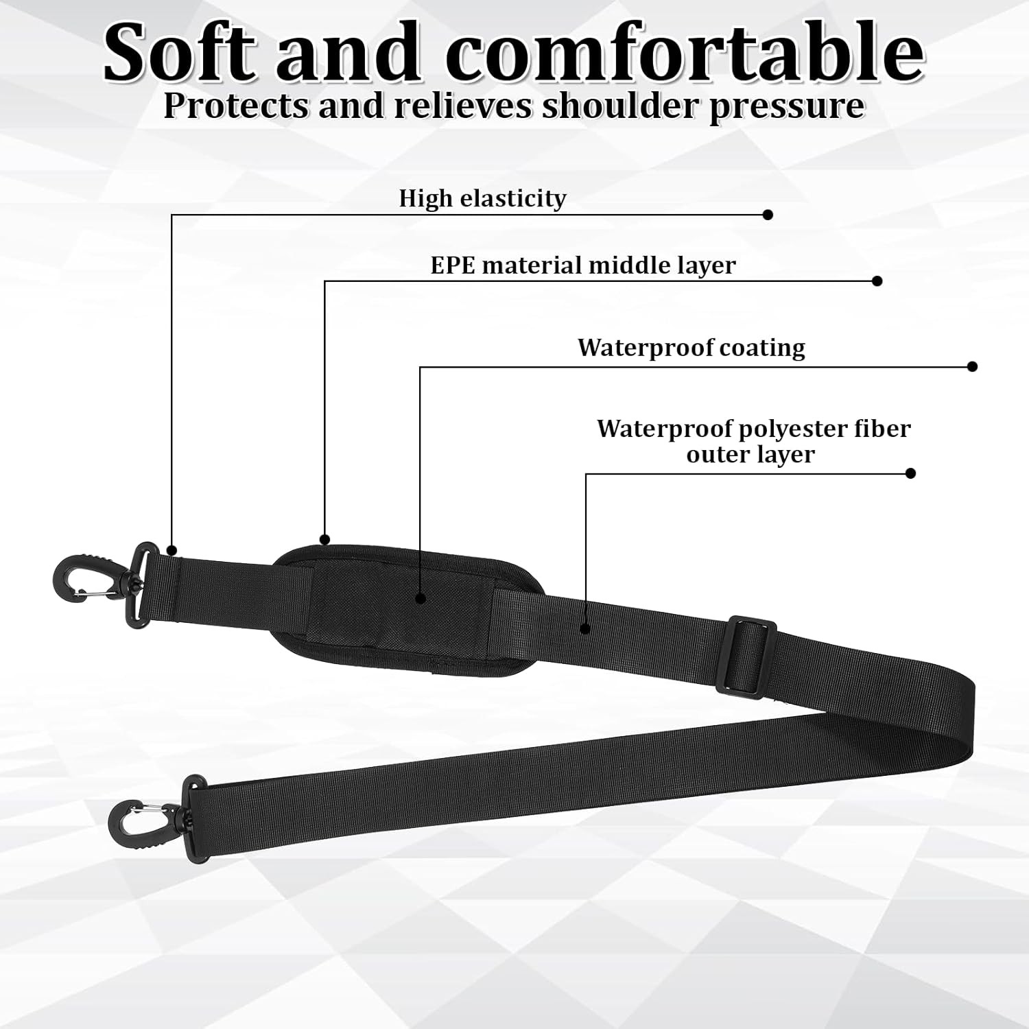 56" Bag Strap, Shoulder Strap Universal Adjustable Shoulder Belt Replacement Lap