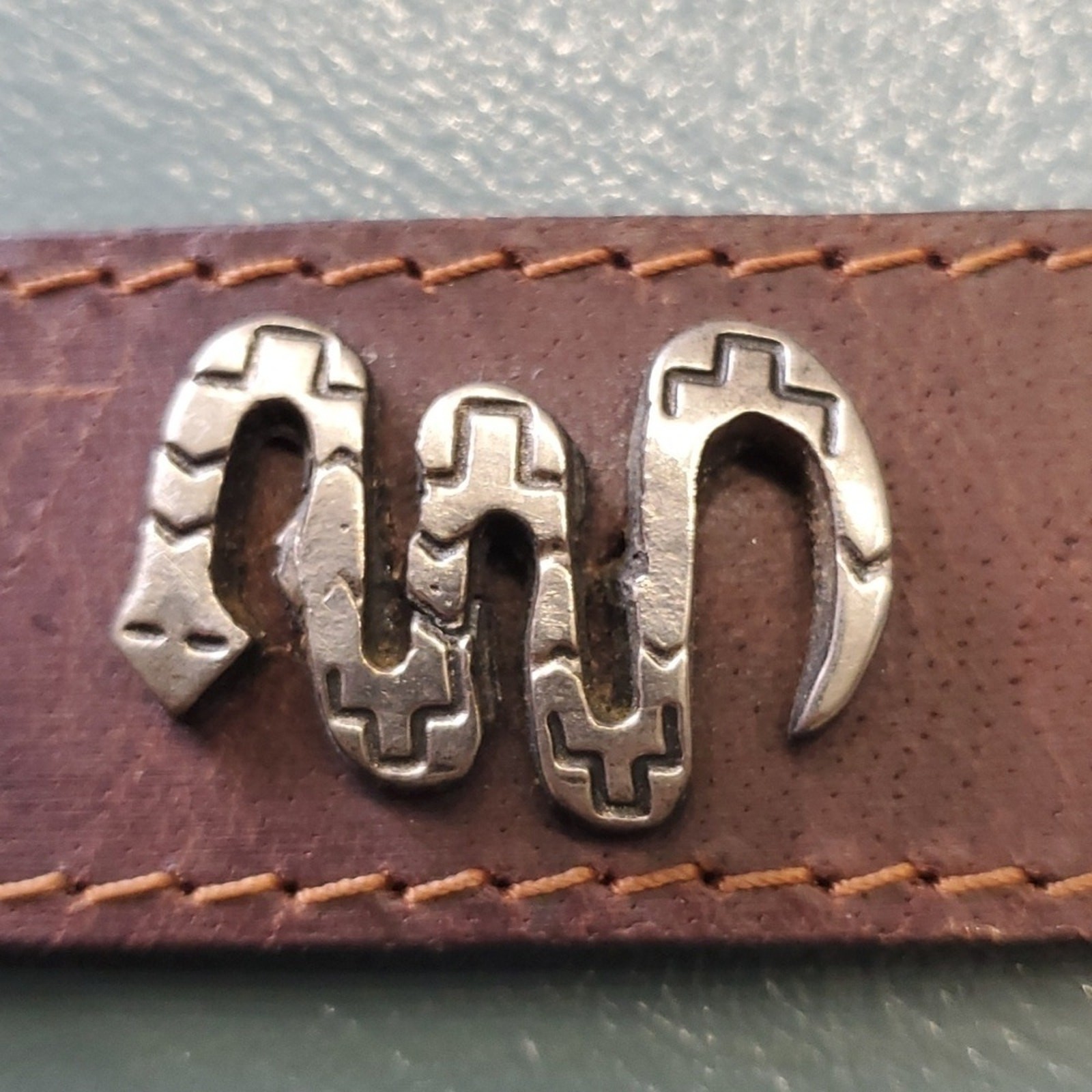 Sunbelt, genuine leather. Medium belt. Southwestern Sty. Silver animals.