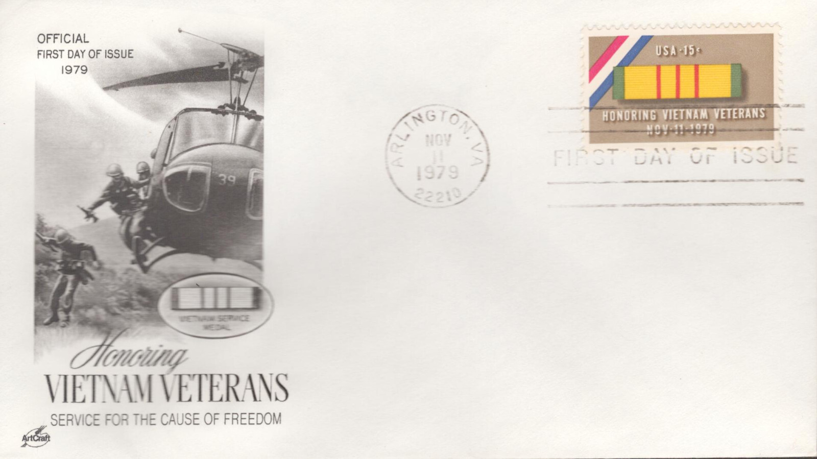 1979 First Day of Issue - Postage Stamp - Vietnam Veterans - Art Craft
