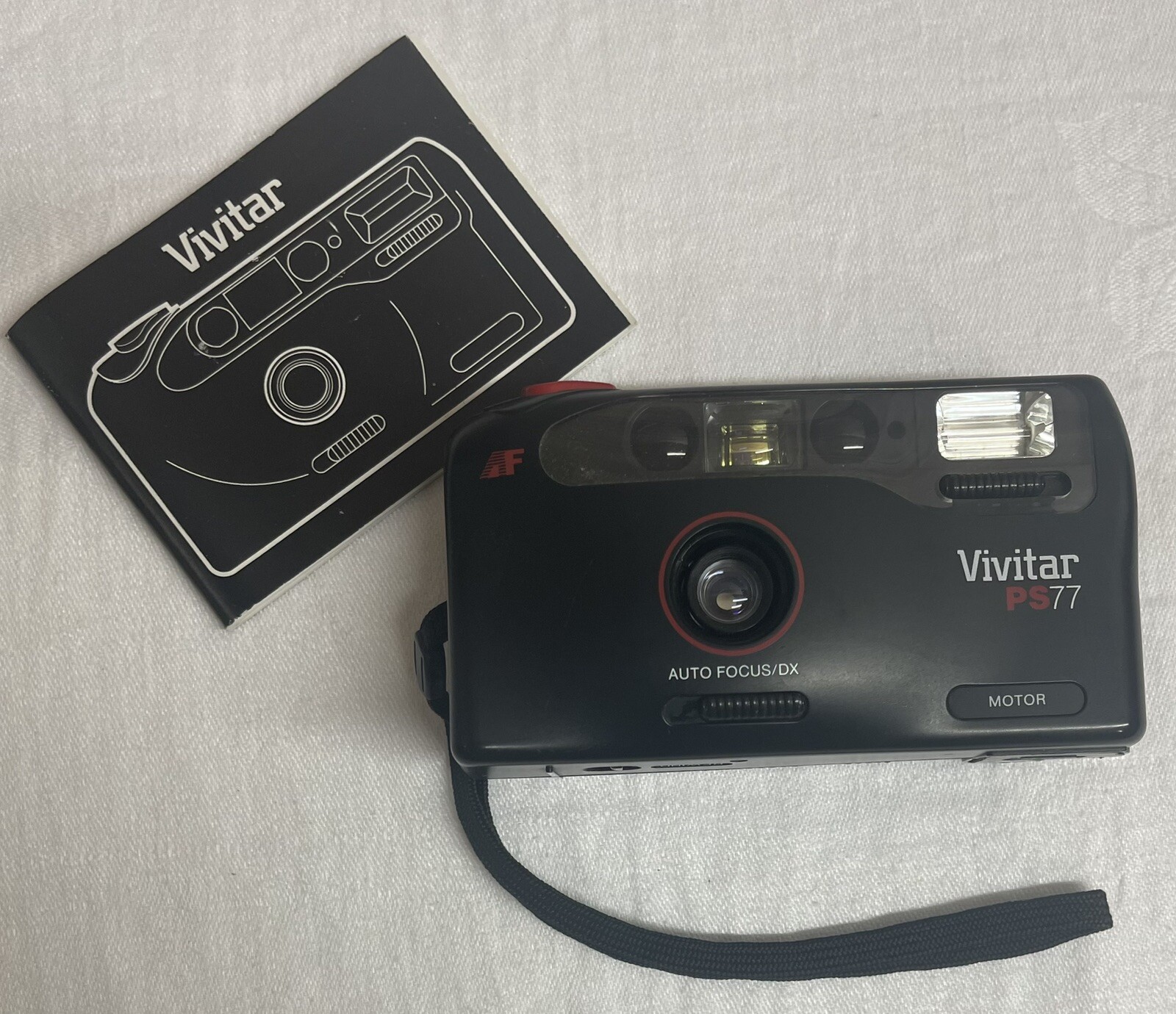 Vintage Vivitar PS 77 35mm Point & Shoot Film Camera / Hand Strap / Manual