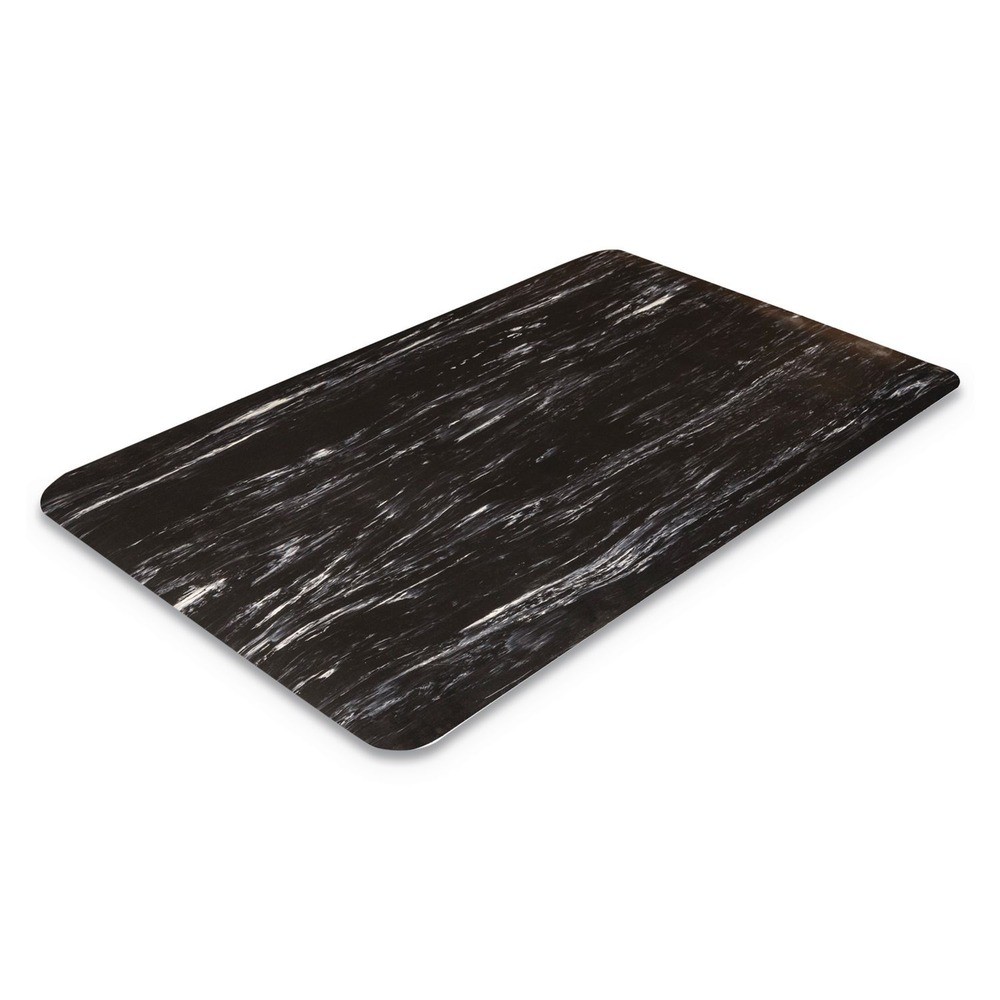 Crown CU3660BK 36" x 60" Cushion-Step Marbleized Rubber Surface Mat - Black New