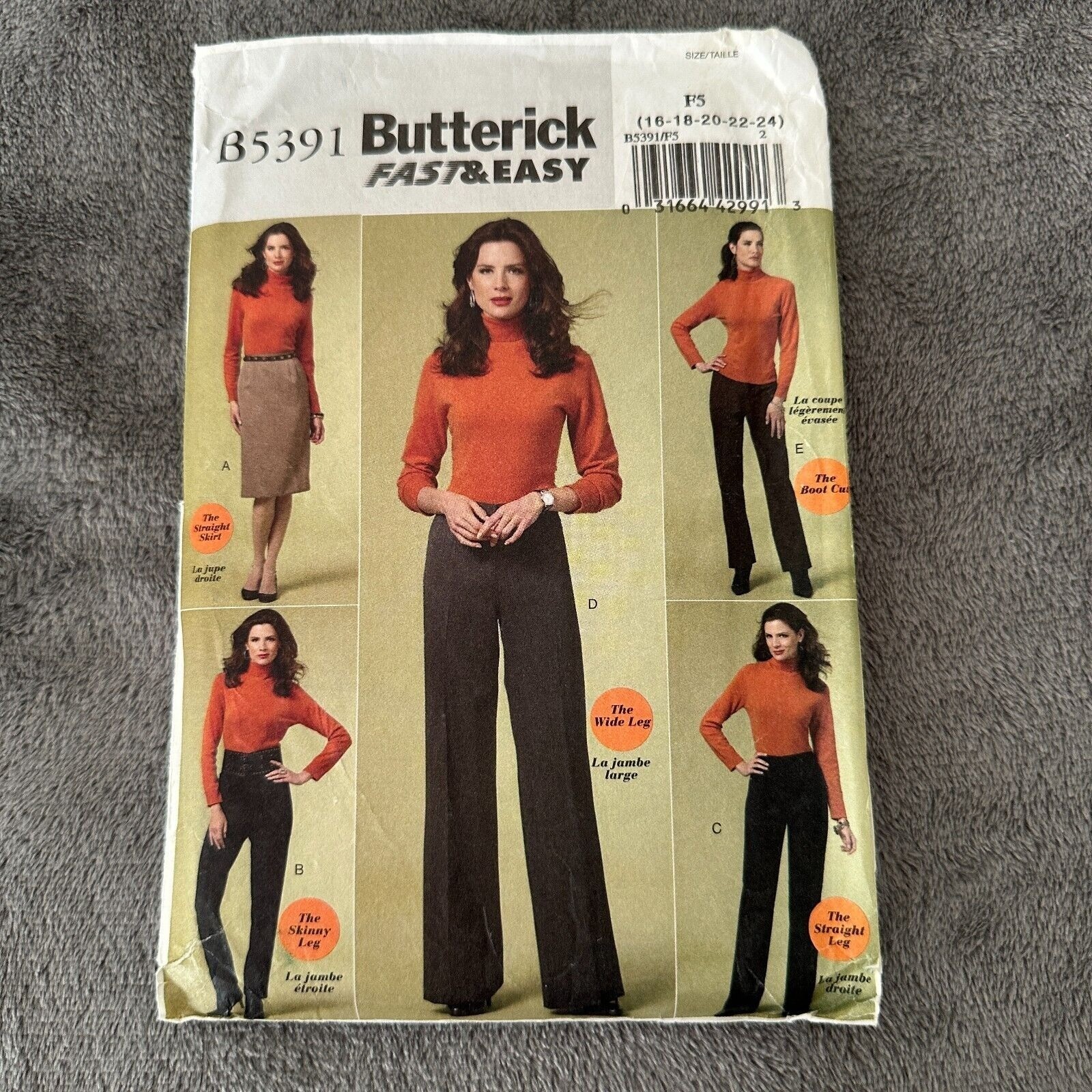Butterick B5391 Fast & Easy Sewing Pattern Misses Skirt & Pants Retro Chic Style