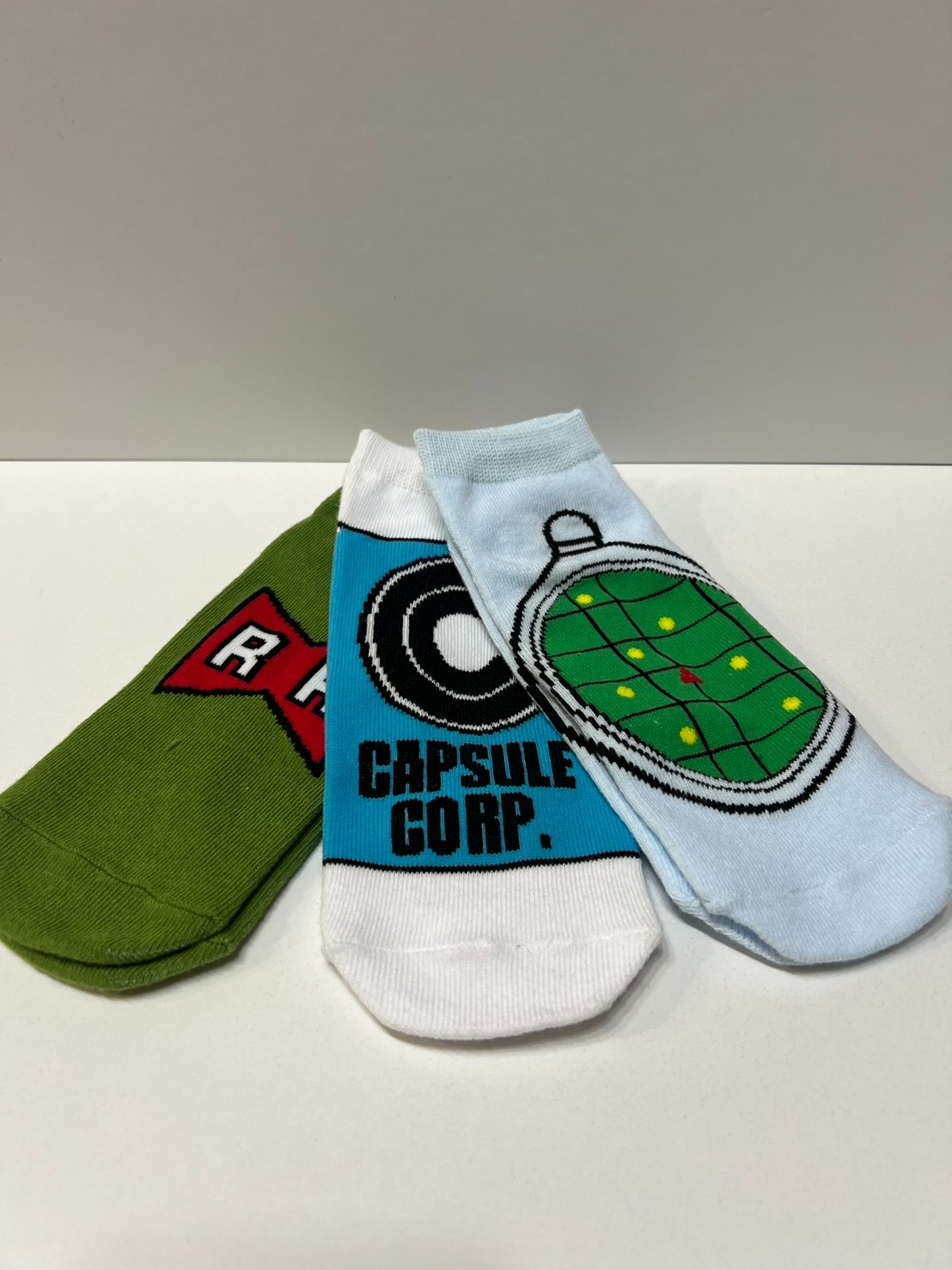 Dragon Ball Ankle Socks 3 Pair Set Dragon Radar Capsule Corp Red Ribbon Army