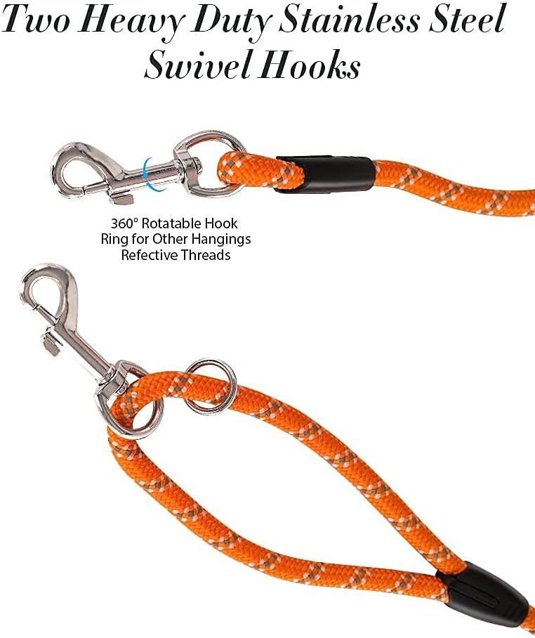 Reflective Long Dog Leash 10FT-100FT for Training & Tie Out Use