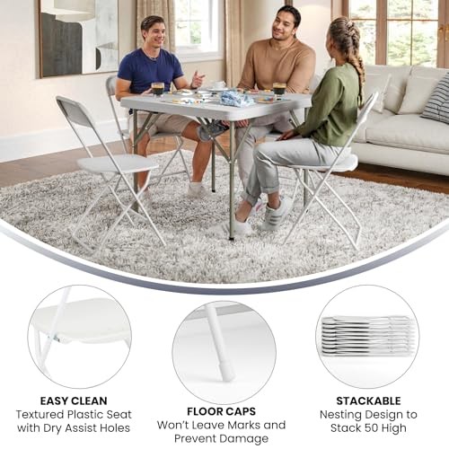 FLASH FURNITURE HERCULES SERIES PLASTIC FOLDING CHAIR WEIGHT CAPACITY - WHITE
