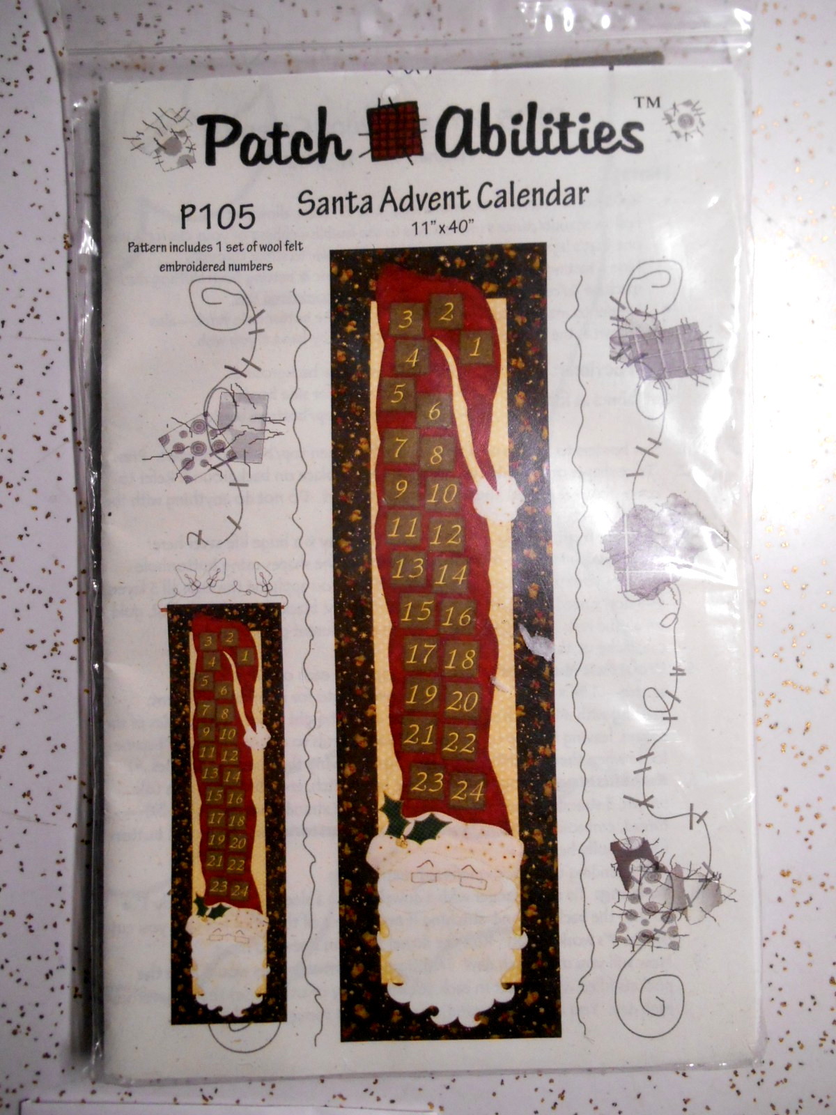 Santa Advent Calendar Quilt Pattern & Embroidered Felt Numbers - Patch Abilities