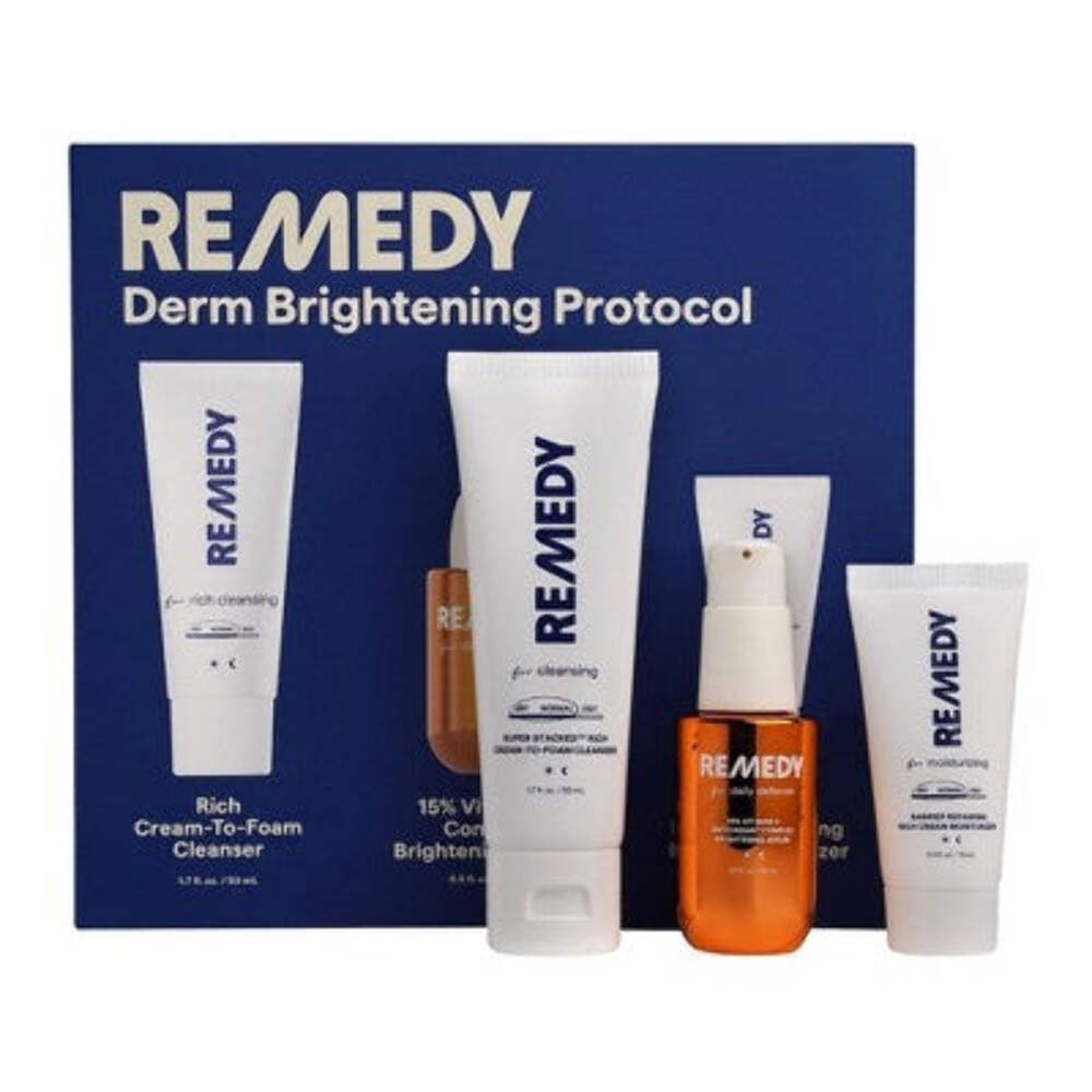 Remedy Skin Brightening 3-Piece Skincare Kit Gentle Cleanser Vitamin C Serum 2.7