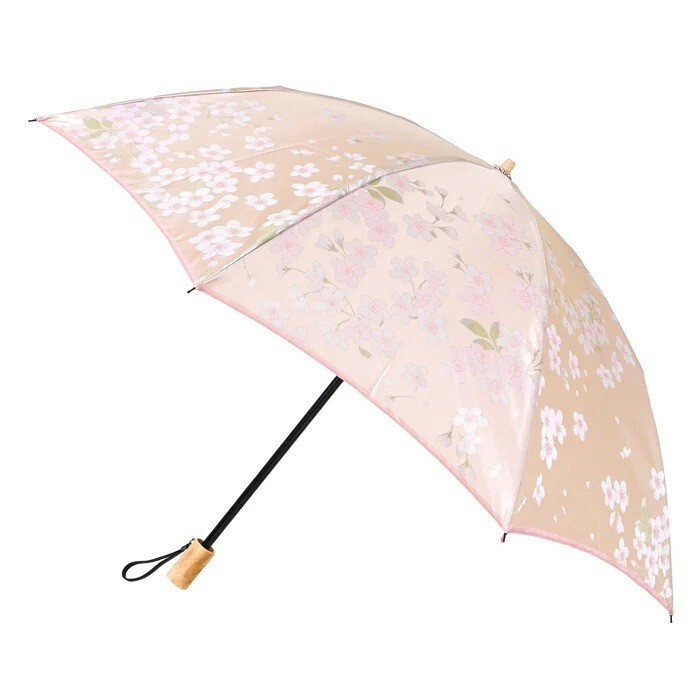MAKITA SHOTEN Eori Cherry Blossoms Folding Umbrella Parasol for Sun & Rain Pink