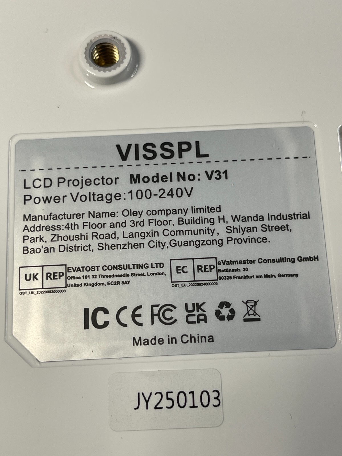 Visspl V31 White Black Portable Mini LCD Projector With WiFi And Bluetooth