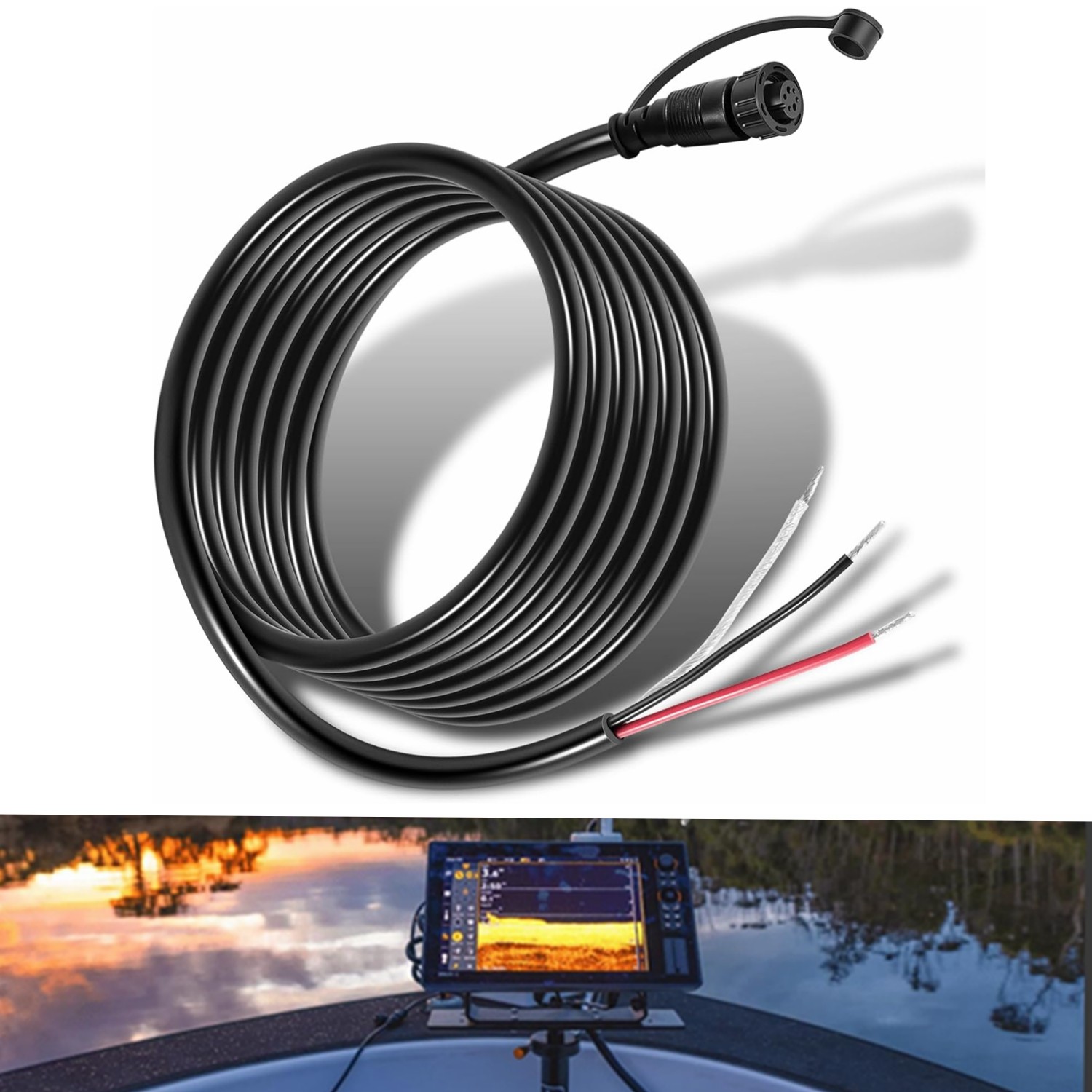 720110-1 PC13 Power Cable for Humminbird APEX, XPLORE Fishfinder MEGA Live 10 FT