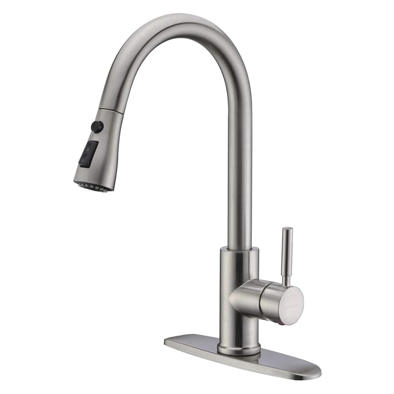 WEWE Single Handle High Arc Brushed Nickel Pull Out Kitchen Faucet,Single Level