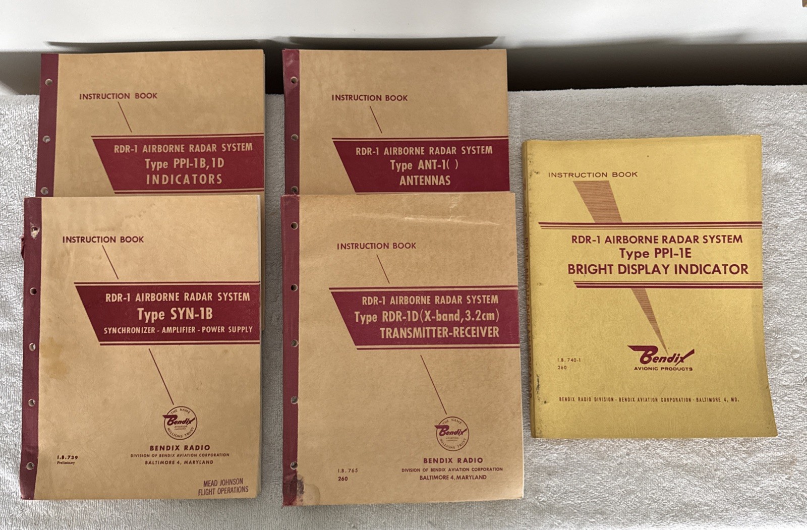 Bendix Radio Manuals Set of 5 RDR-1 Antennas Transmitter Receiver Radar Books