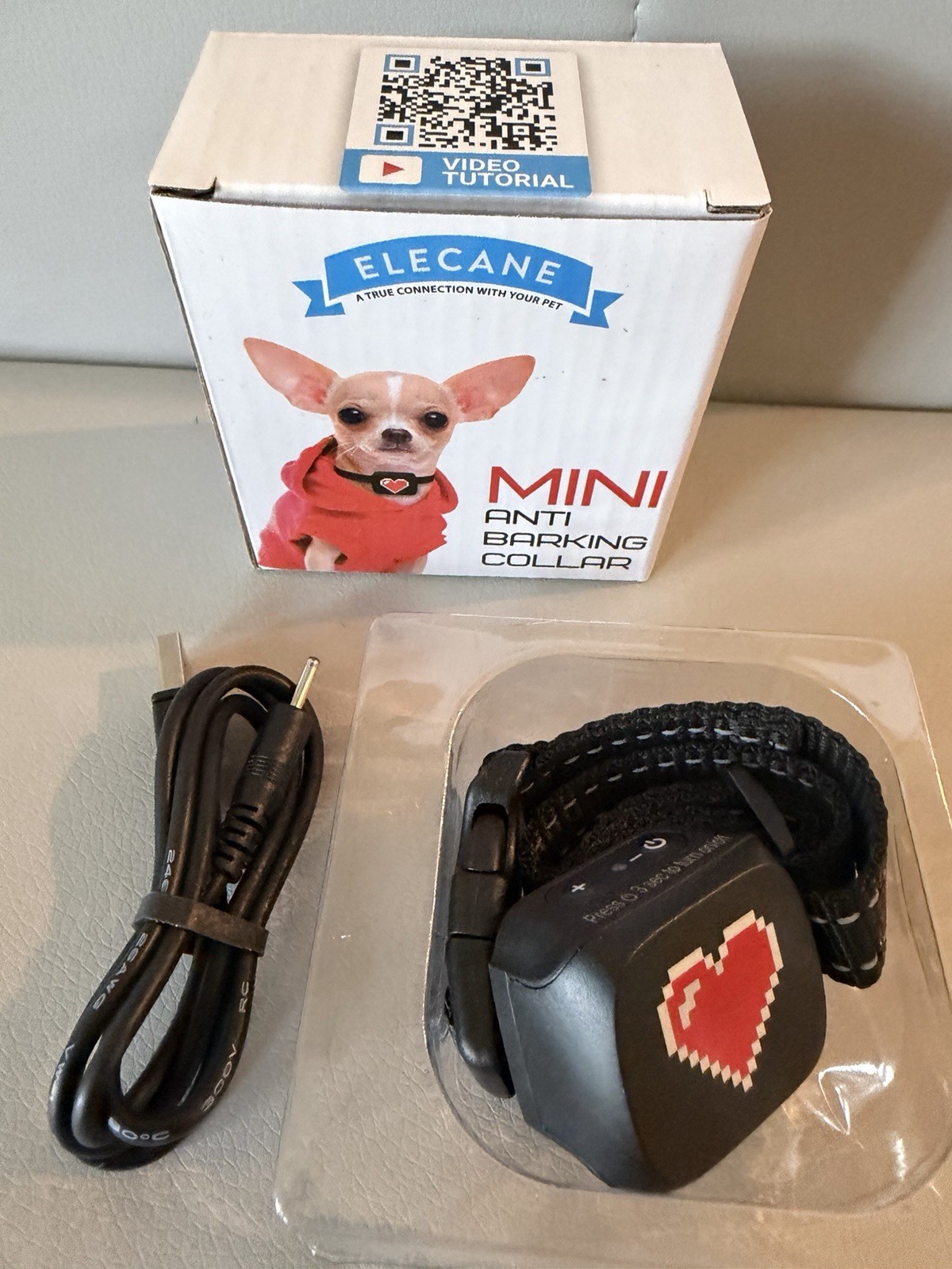 ELECANE MINI Anti Barking Collar Small Dog 4+ lbs No Shock Sound Vibration NEW