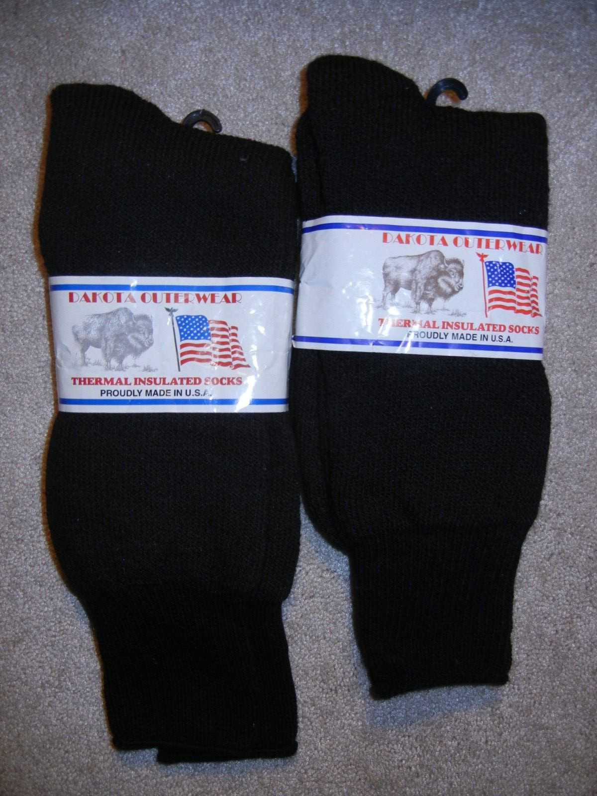 DAKOTA OUTERWEAR THERMAL INSULATED SOCKS BLACK LOT OF 2 PAIR LARGE MENS 10-13