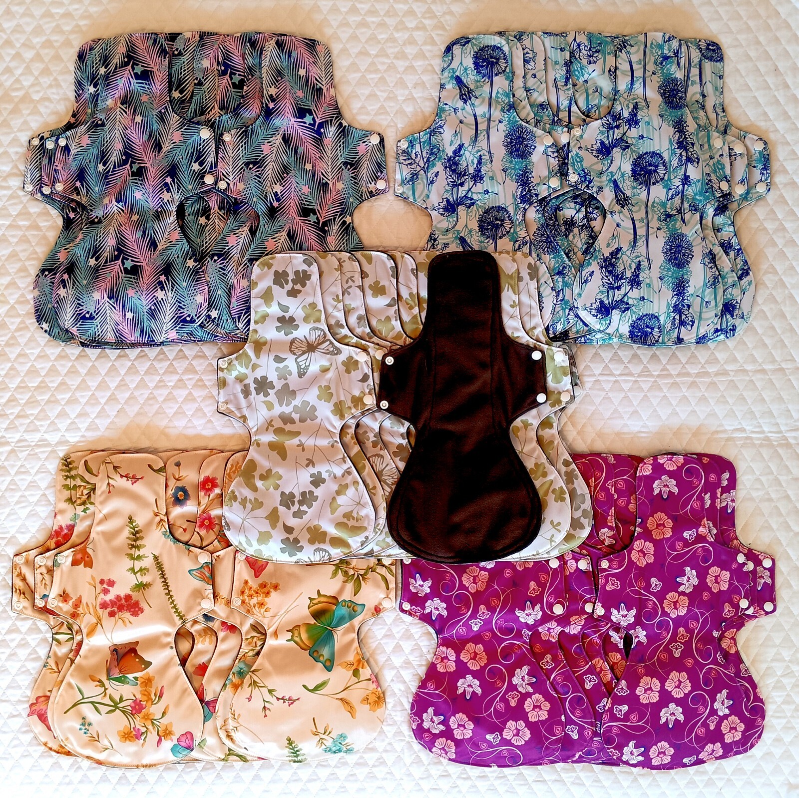 Bulk Lot of 50 - XXL Reusable Overnight Menstrual Pad - Bamboo Charcoal - 16 in