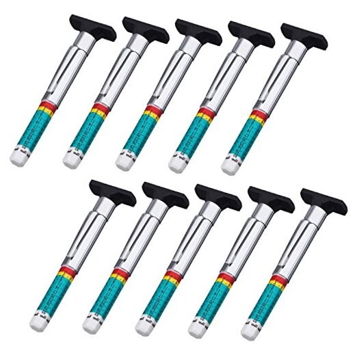 10 Pack Tyre Gauge Smart Color Coded Tyre Tread Depth Gauge in 1/32 Inch Wear
