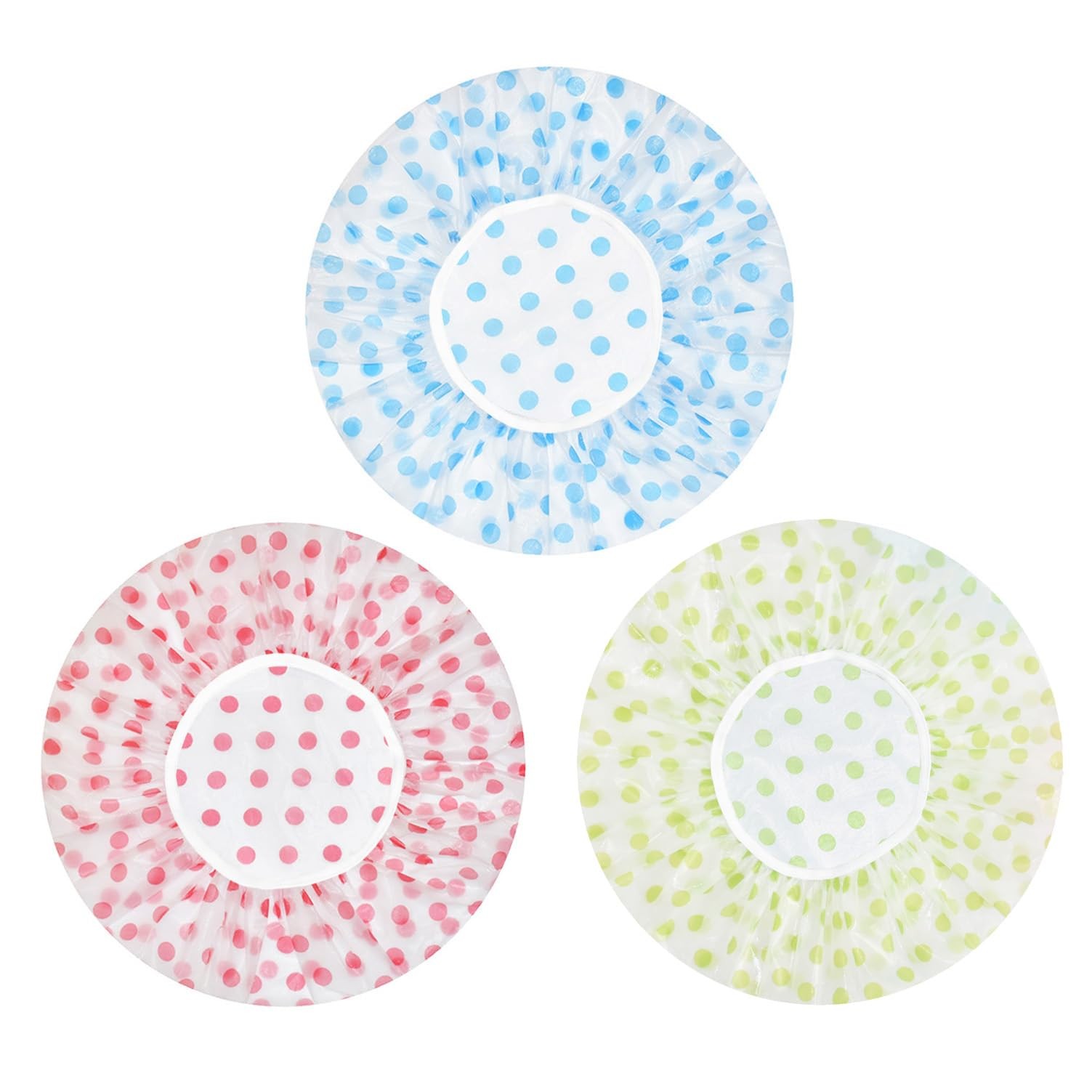 Shower Cap,3 Pcs Reusable Shower Caps Waterproof Bath Hair Hat with Elastic B...