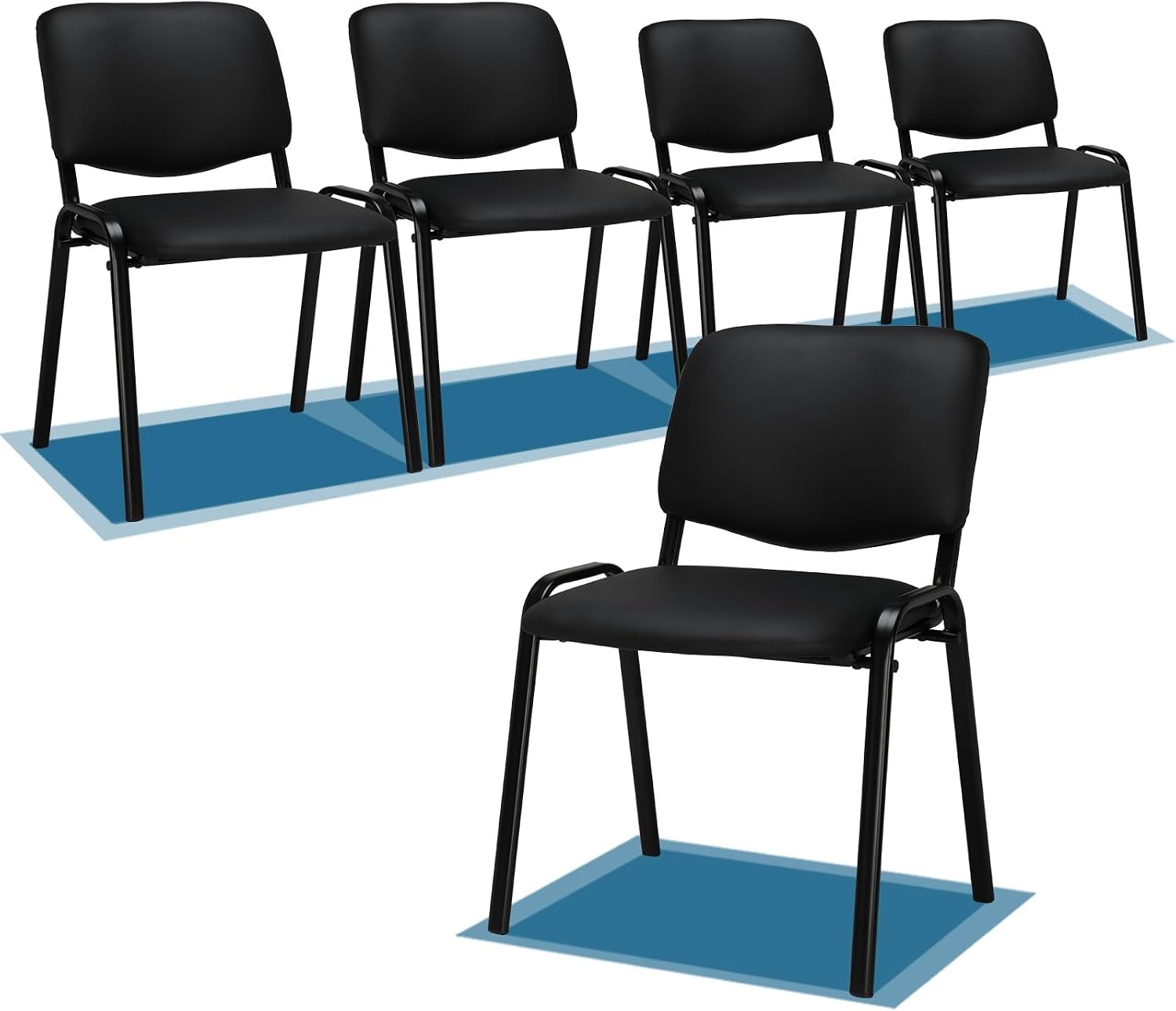 Waiting Room Chairs, 5-Pack PU Church Conference Stackable, Office Guest Chairs