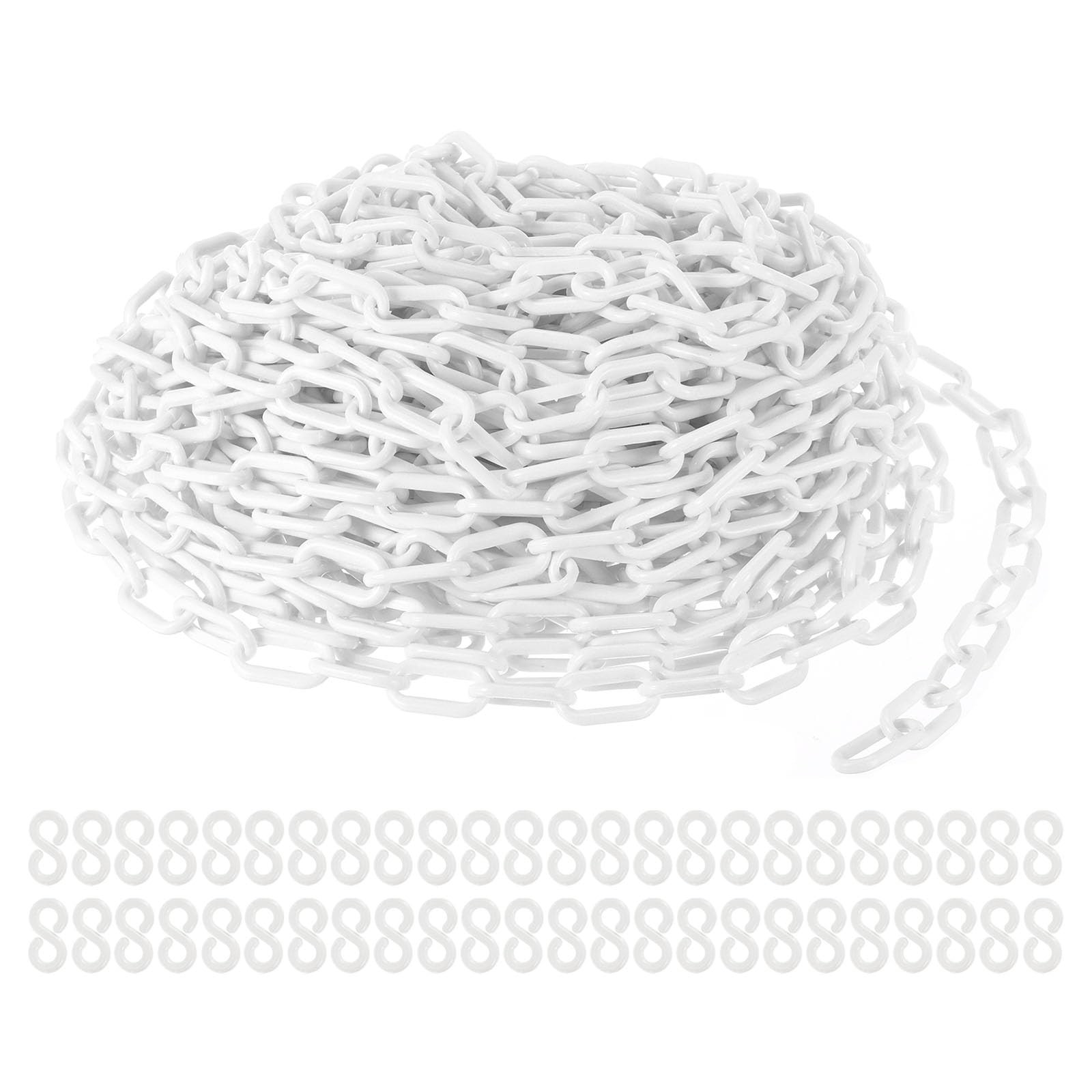 PATIKIL Plastic Chain Links, 100 Foot Safety Barrier 100 Feet, White