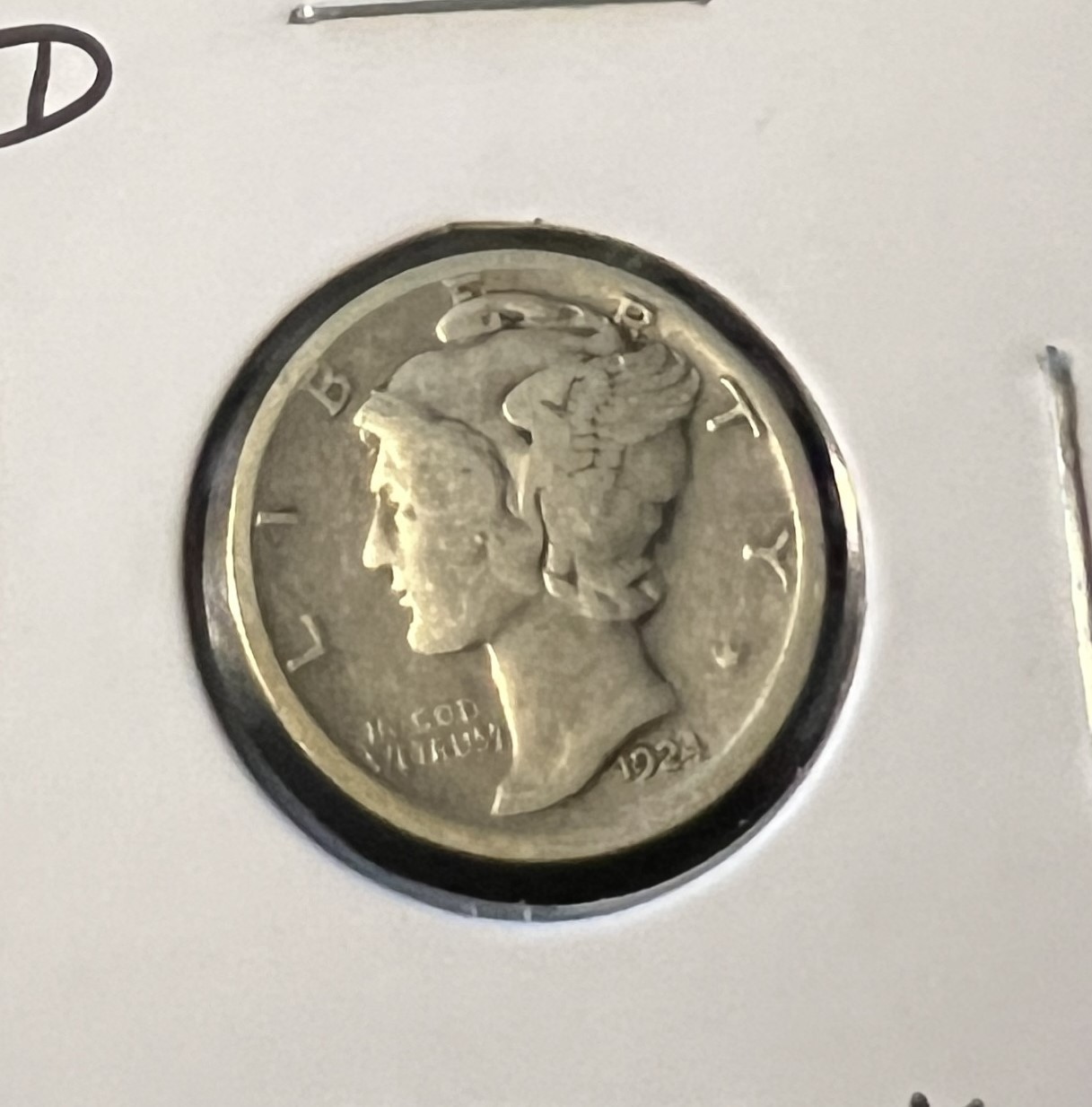 1924-D MERCURY SILVER DIME GRADES FINE  ACTUAL COIN #10637