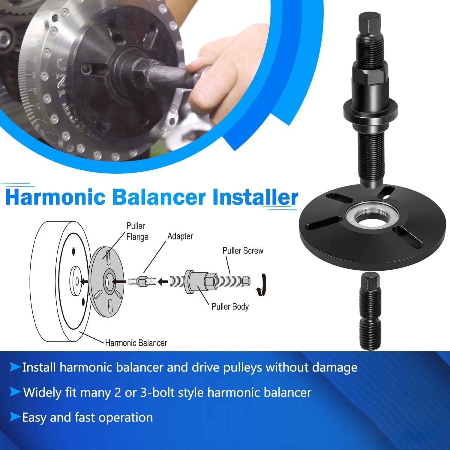 4531 Harmonic Balancer Puller +Installer Kit for Harmonic Balancer, Drive Pulley