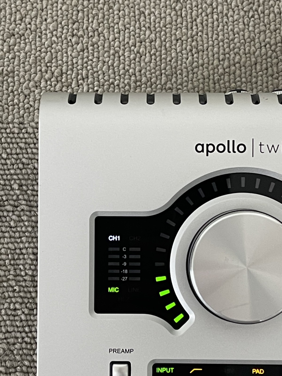 Universal Audio Apollo Twin SOLO UAD 2 Audio Interface with AC Adapter Tested