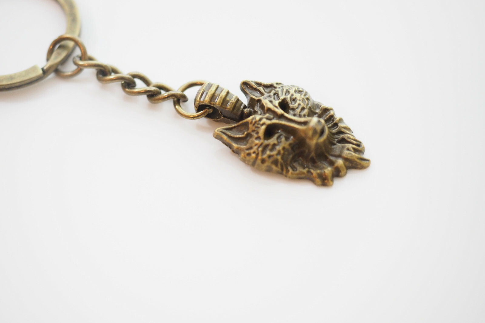 Vintage Wolf Head Bronze Pendant Keychain Gift Key Chain