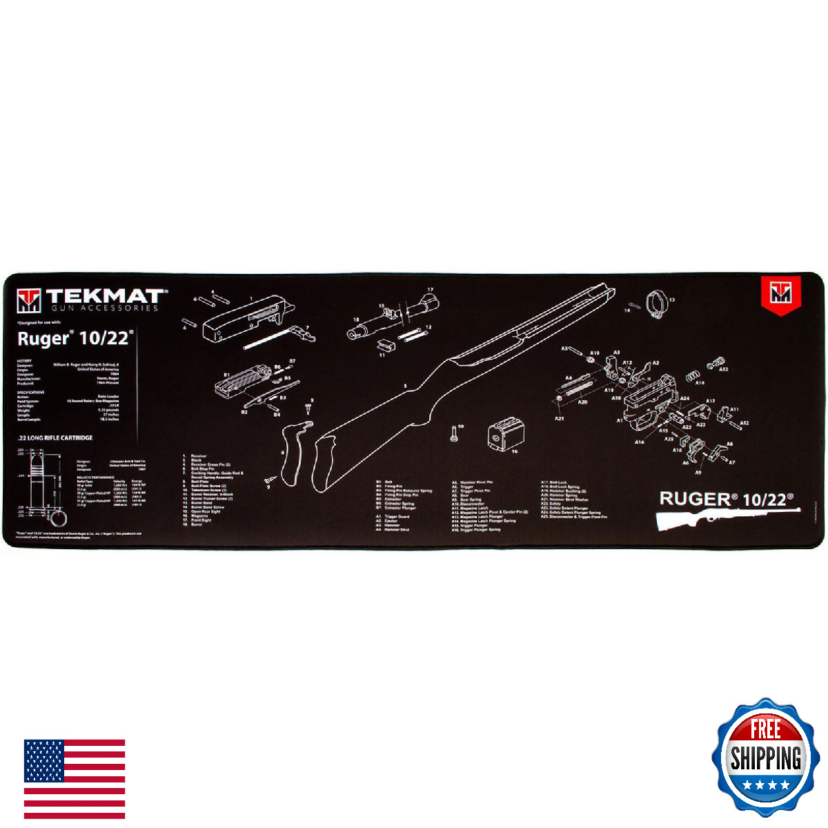 TekMat Ultra Premium 15"X44" 1/4" Thick Oil Resistant Waterproof Gun Cleaning Ma