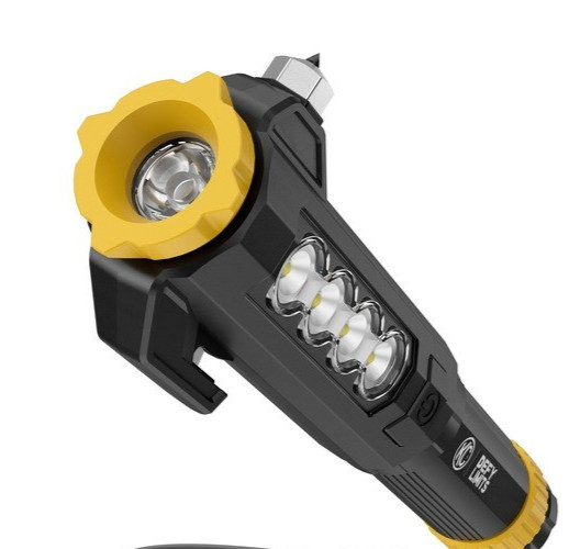 KC Auto Light with Emergency Tool, 1000 Lumen Rechargeable Flashlight Set O.B.