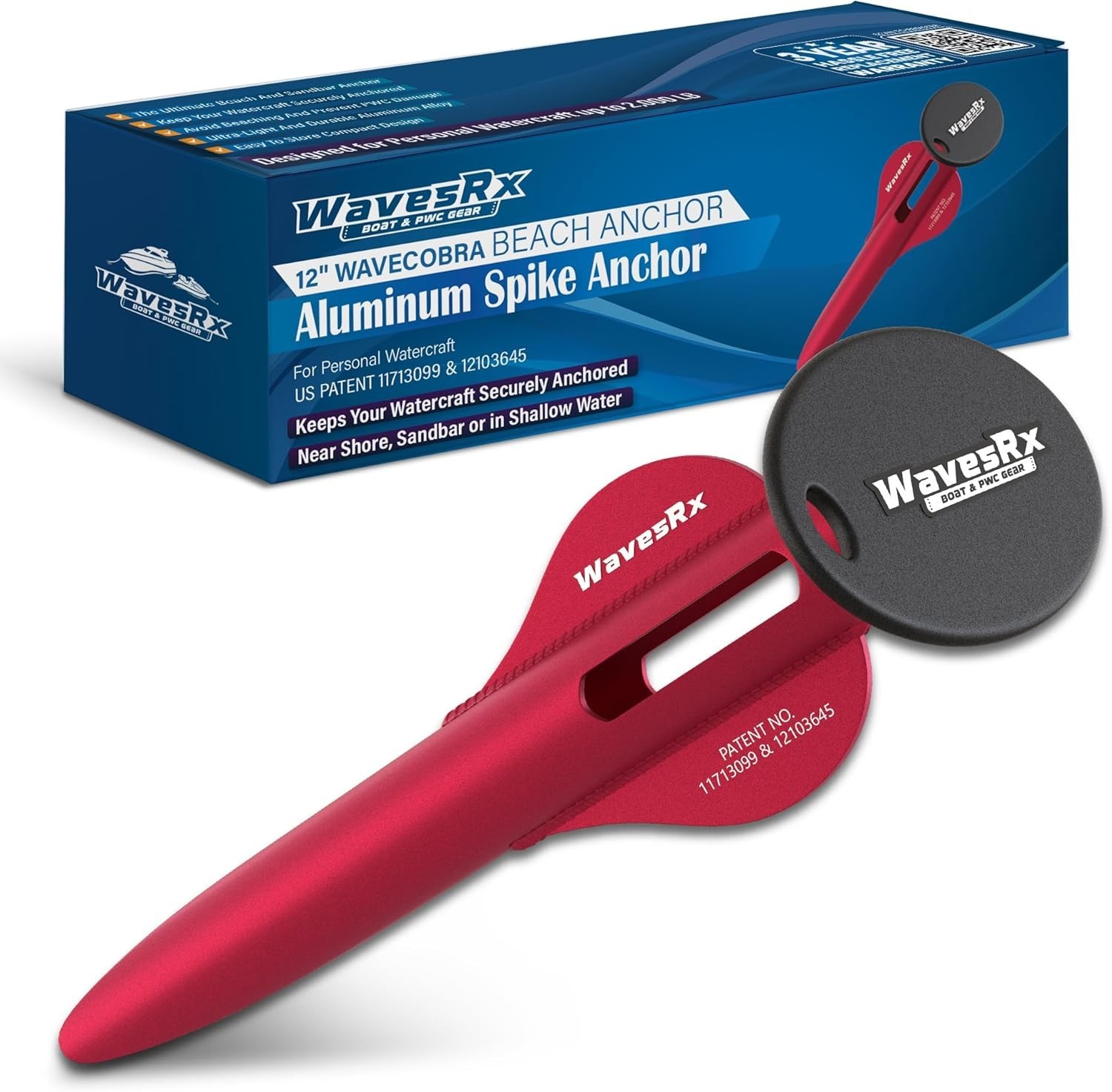 "Open Box" Patented Aluminum Spike Beach Anchor Red 12" PWC